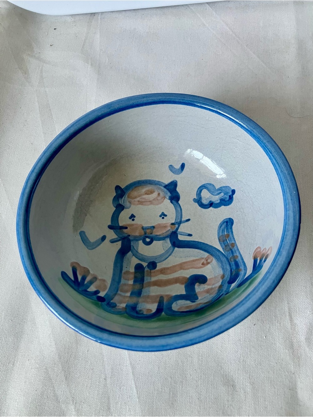 M.A. Hadley Pottery Signed Cat Bowl Hand Painted AS IS